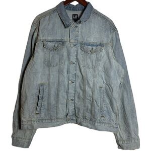 Gap Denim Jean Trucker Jacket Light Blue Wash  Retro 1990s Broken In Extra Large